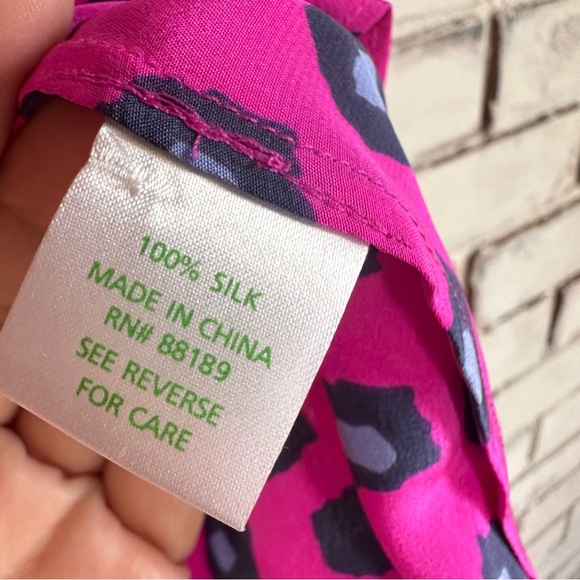 Lilly Pulitzer Pink Leopard Prink Silk Dune Tank Top Size medium - Picture 6 of 6